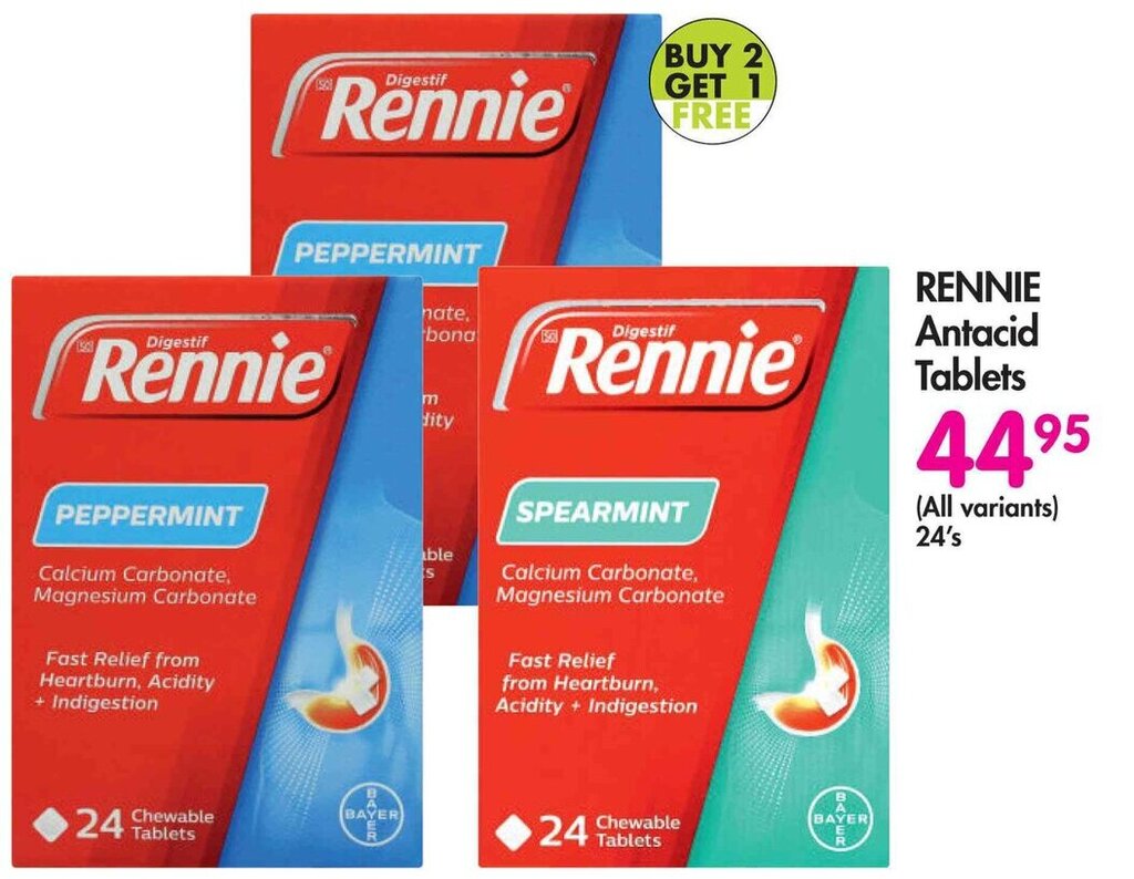 RENNIE Antacid Tablets (All variants) 24's offer at Makro