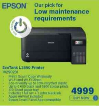 Incredible Connection EPSON EcoTank L3550 Printer offer