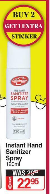 Dis-Chem Lifebuoy Instant Hand Sanitizer Spray-120ml offer