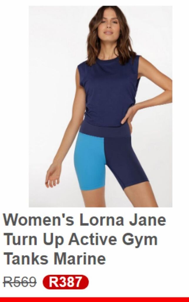 Women's lorna jane turn up active gym tanks marine offer at Lorna Jane
