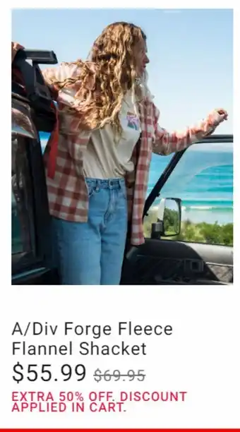 Billabong A/div forge fleece flannel shacket offer