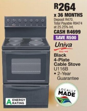 OK Furniture Univa Black 4-Plate Cable Stove offer