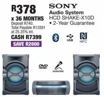 OK Furniture SONY Audio System HCD SHAKE-X10D 2-Year Guarantee offer
