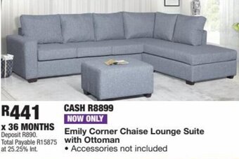 OK Furniture Emily Corner Chaise Lounge Suite with Ottoman offer