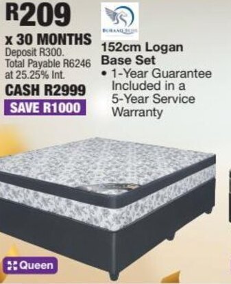 OK Furniture 152cm Logan Base Set offer