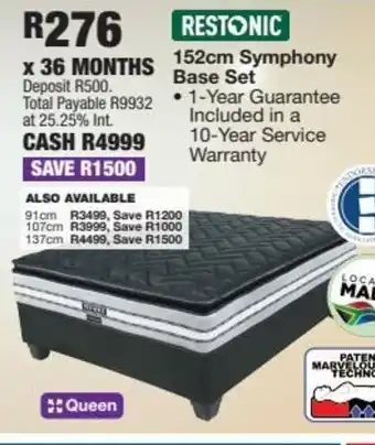 OK Furniture Restonic 152cm Symphony Base Set offer