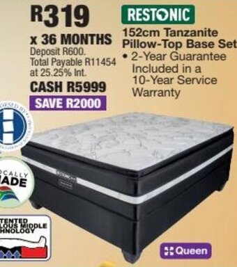 OK Furniture Restonic 152cm Tanzanite Pillow-Top Base Set offer