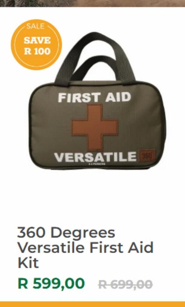 360 degrees versatile firts aid kit offer at Outdoor Warehouse