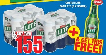 Boxer Liquors CASTLE LITE CANS 2 X (6 X 500ML) offer