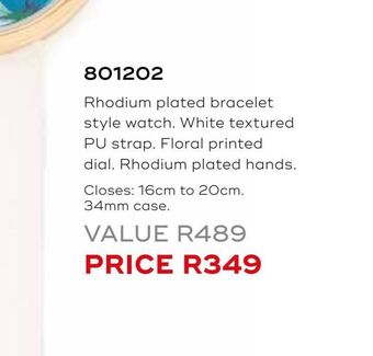 Rhodium plated bracelet style watch
