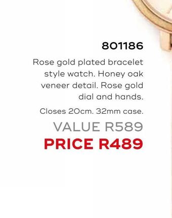 Rose gold plated bracelet style watch