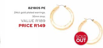 Honey Fashion Accessories 24ct gold plated earrings offer