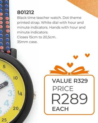Honey Fashion Accessories Black time teacher watch. dot theme printed strap. offer