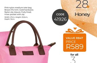 Pink nylon medium tote bag