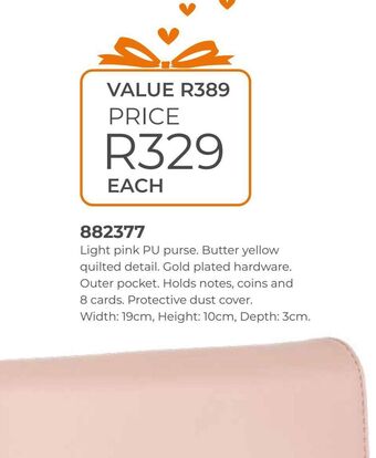 Honey Fashion Accessories Light pink pu purse, butter yellow quilted detail. offer