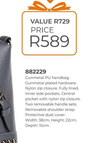 Honey Fashion Accessories Gunmetal pu handbag offer