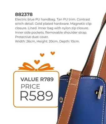 Honey Fashion Accessories Electric blue pu handbag offer