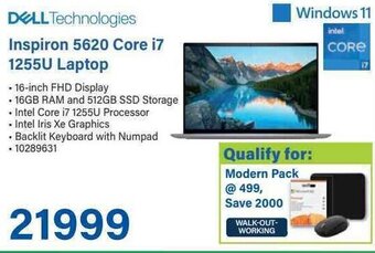 Incredible Connection DELL Technologies Inspiron 5620 Core i7 1255U Laptop offer