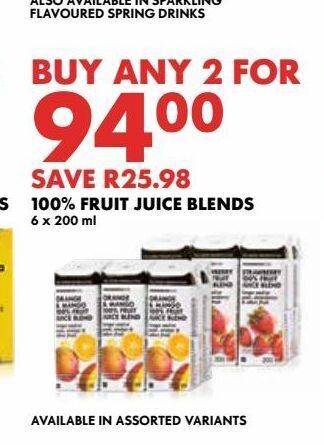 Woolworths 100% fruit juice blends offer
