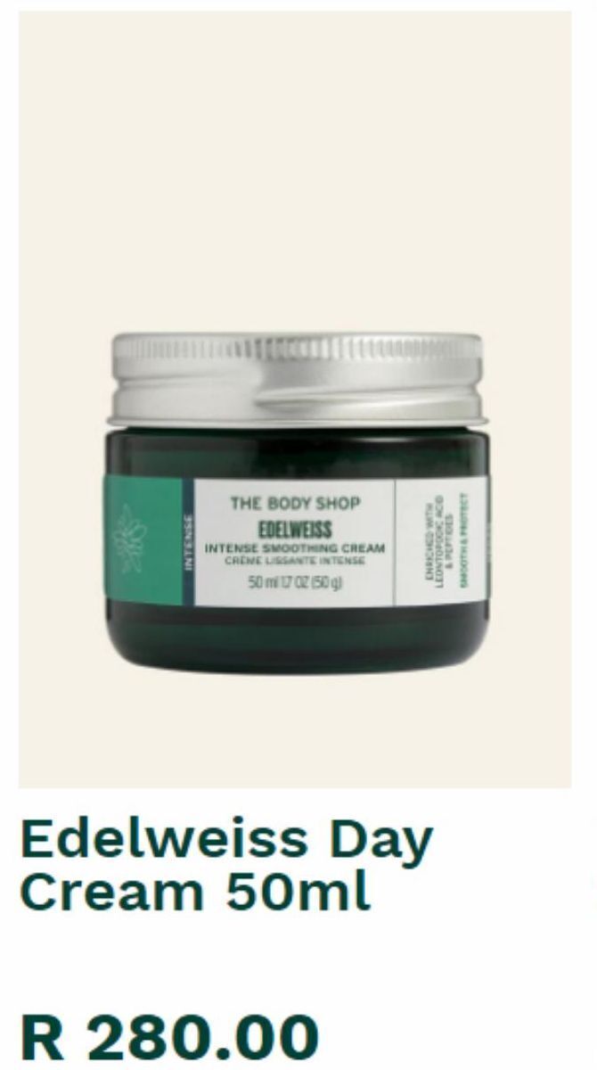 Edelweiss day cream 50ml offer at The Body Shop