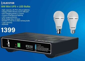 ELECSTOR 18W Mini UPS + LED Bulbs