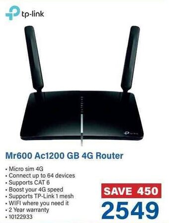 Incredible Connection tp-link Mr600 Ac1200 GB 4G Router offer