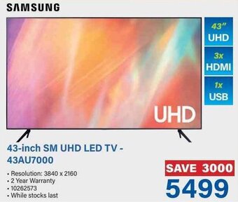 Incredible Connection Samsung 43-inch SM UHD LED TV - 43AU7000 offer