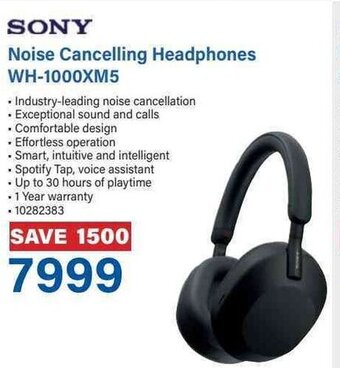 Incredible Connection SONY Noise Cancelling Headphones WH-1000XM5 offer