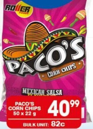 Giant Hyper PACO'S CORN CHIPS 50 x 22 g offer