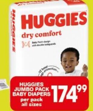 HUGGIES JUMBO PACK BABY DIAPERS per pack