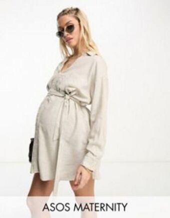 Asos Asos design maternity belted shirt beach dress in natural offer