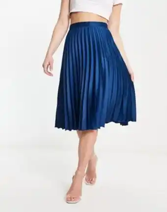 Closet london pleated midi skirt in navy