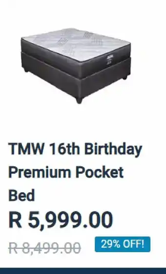 The Mattress Warehouse Tmw 16th birthday premium pocket bed offer
