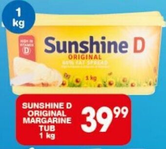 Giant Hyper SUNSHINE D ORIGINAL MARGARINE TUB 1 kg offer