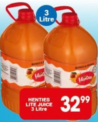 Giant Hyper HENTIES LITE JUICE 3 Litre offer