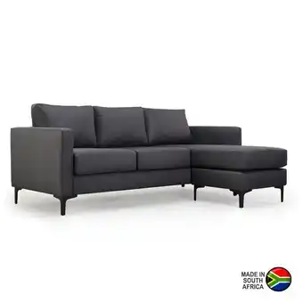 Decofurn Nino fabric corner chaise - dark grey/black leg offer