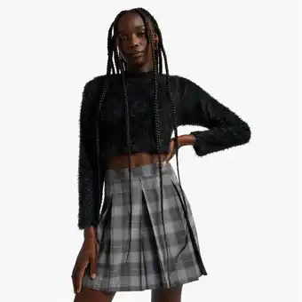 The FIX Women's black love fur knit top with open back offer