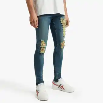The FIX Men's dark wash ripped super skinny jeans offer