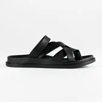 Mkm black leather crisscross strappy sandal