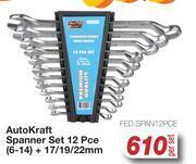 AutoZone Auto kraft spanner set 12 pce (6-14) + 17/19/22mm fed.span12pce-per set offer