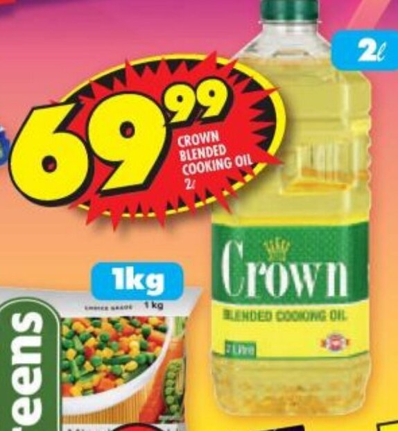 CROWN BLENDED COOKING OIL 2L offer at Shoprite