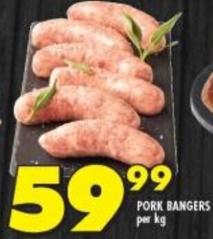 Shoprite PORK BANGERS per kg offer