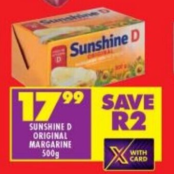 Shoprite SUNSHINE D ORIGINAL MARGARINE 500g offer