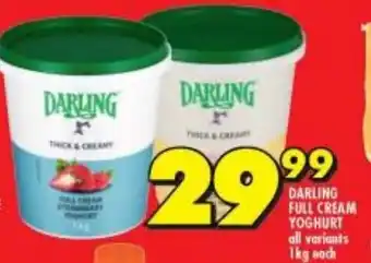 Shoprite DARLING FULL CREAM YOGHURT all variants 1kg each offer