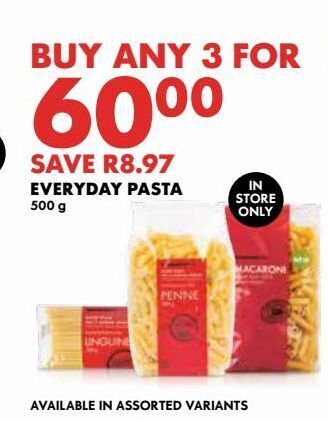 Woolworths Everyday pasta 500g offer