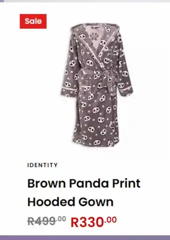 Brown panda print hooded gown