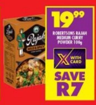 Shoprite ROBERTSONS RAJAH MEDIUM CURRY POWDER 100g offer