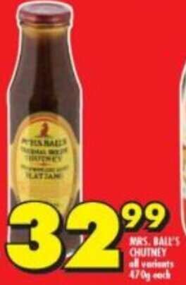 Shoprite MRS. BALL'S CHUTNEY all variants 470g each offer
