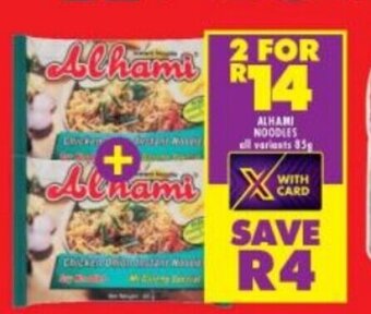 Shoprite ALHAMI NOODLES all variants 85g offer