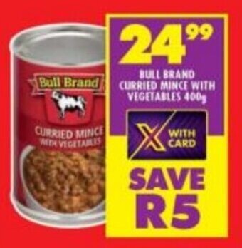 Shoprite BULL BRAND CURRIED MINCE WITH VEGETABLES 400g offer